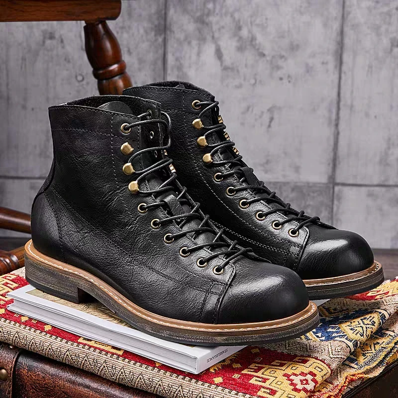 Leatherwork Boots - اليدوية البريطانية كبيرة الحجم الرجال الأحذية