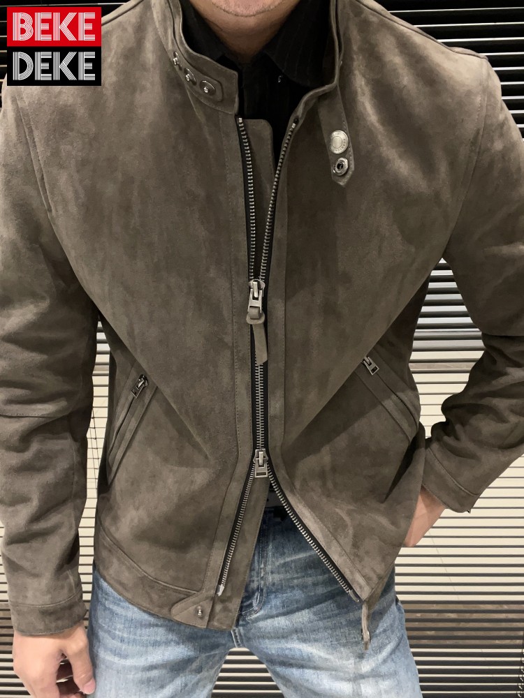 Leather Work Jacket - جاكيت رجالي عصري جديد بقصة ضيقة