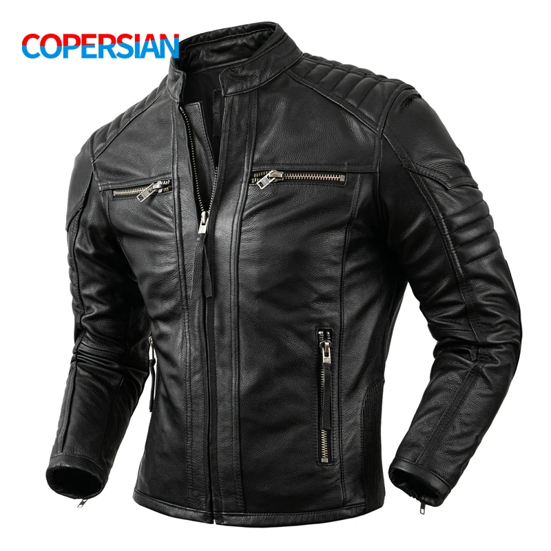 Leather Work Jacket - 2023 جديد دراجة نارية السببية خمر