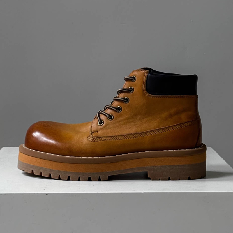 Leatherwork Boots - النمط البريطاني الرجال حذاء من الجلد