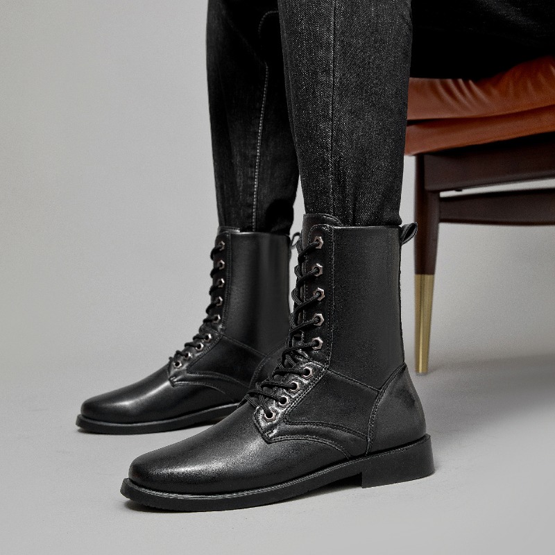 Leatherwork Boots - أحذية جلدية عالية الرقبة للأنشطة الخارجية،