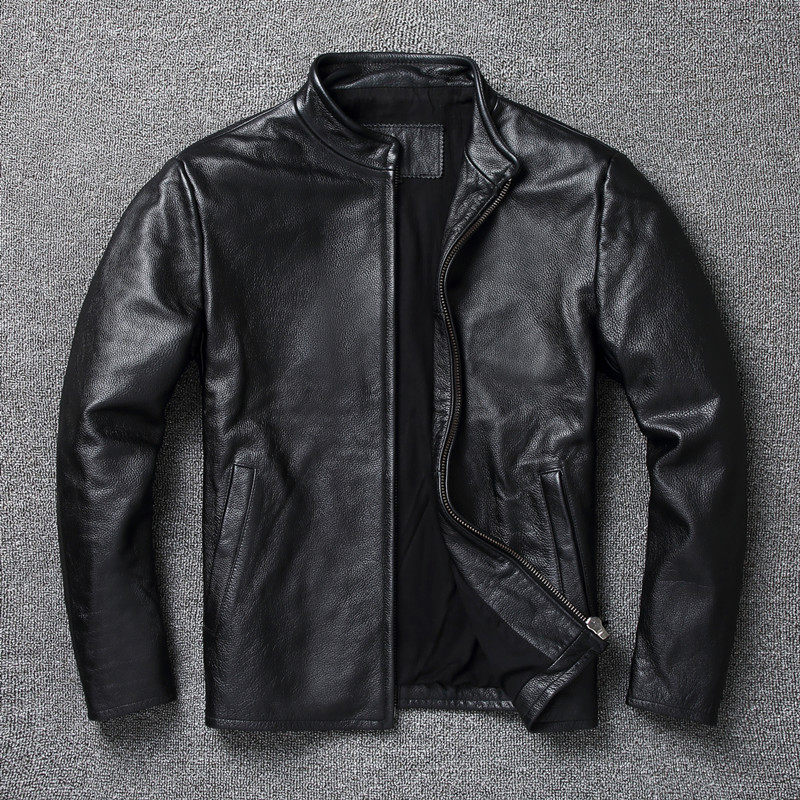 Leather Work Jacket - جاكيت رجالي من الجلد الطبيعي 100%،