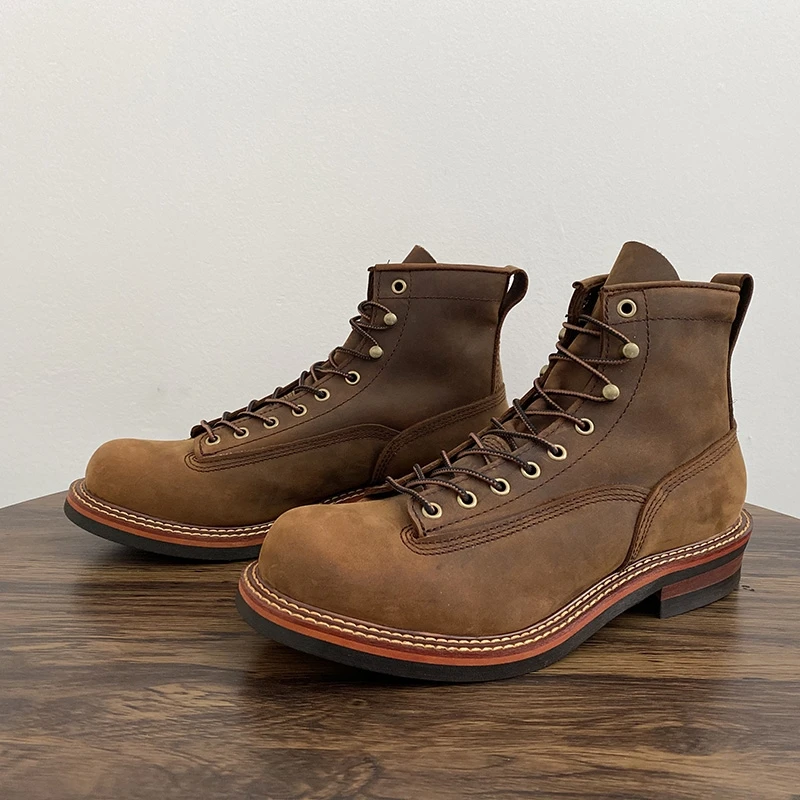 Leatherwork Boots - خمر الرجال البريطانيين حذاء من الجلد