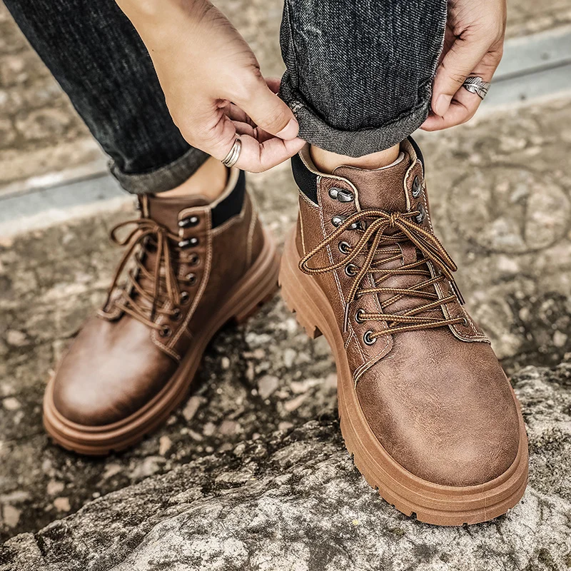 Leatherwork Boots - أربعة مواسم عالية أعلى الأحذية بلون
