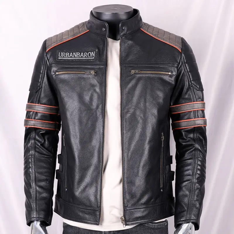Leather Work Jacket - جاكيت من الجلد الطبيعي للرجال ،
