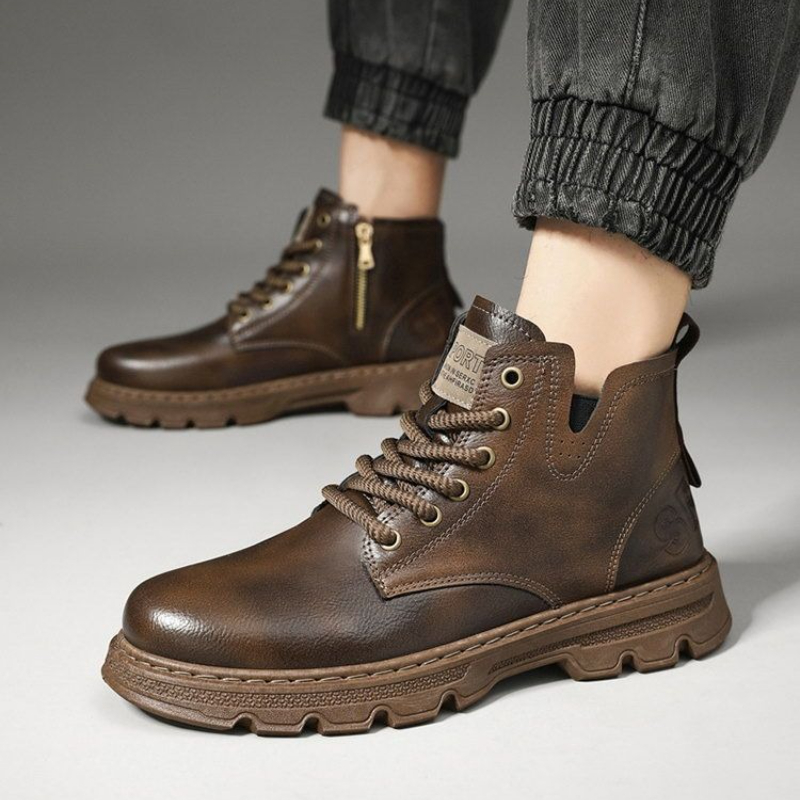 ​ الرجال 2025 شتاء جديد وصول س - مراجعة Leatherwork Boots وسعره