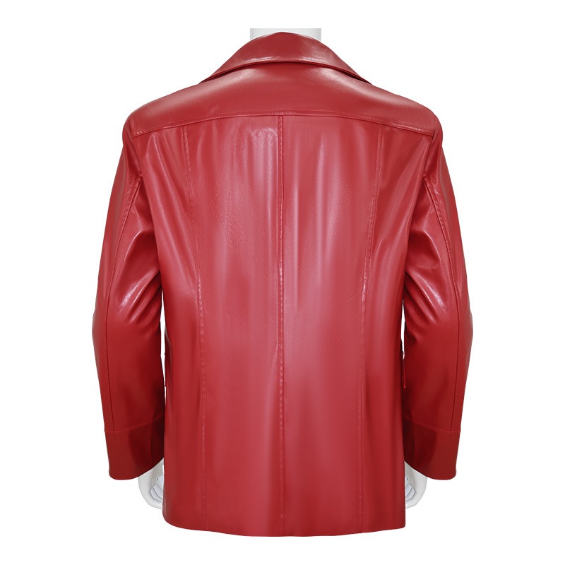 جاكيت رجالي أحمر من الجلد الصن - مراجعة Leather Work Jacket وسعره